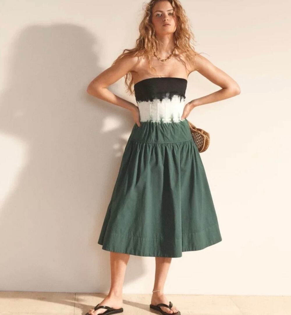 J. Crew Strapless Andie Drop-Waist Dress in Dip-Dye Pockets Size 8